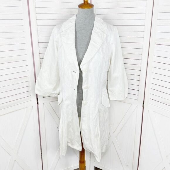 Cabi Artist Style Tunic Long Line Jacket Ivory Medium Pleated Button Front - Picture 1 of 16